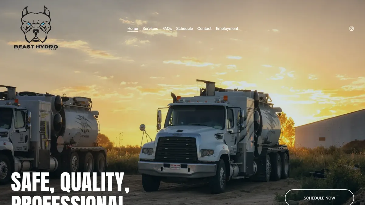 Homepage of the Beast Hydro website
