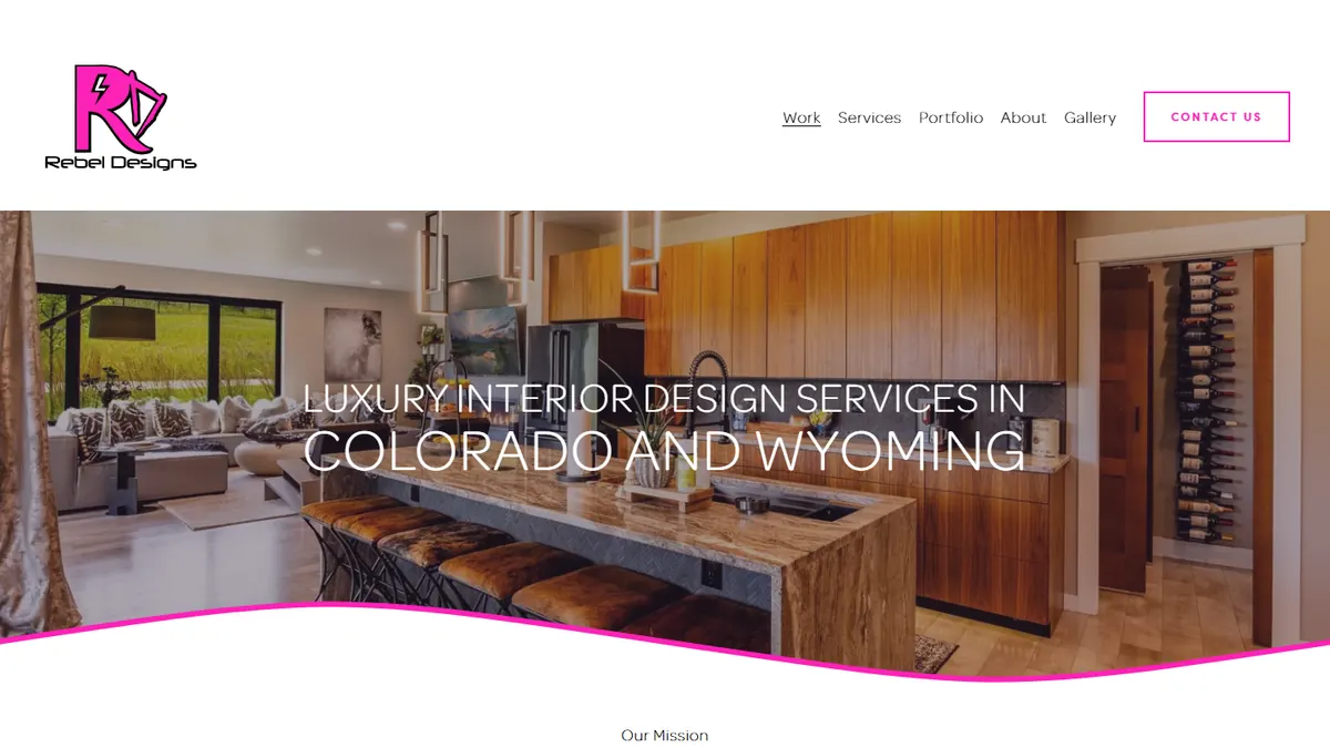Homepage of the Rebel Designs website